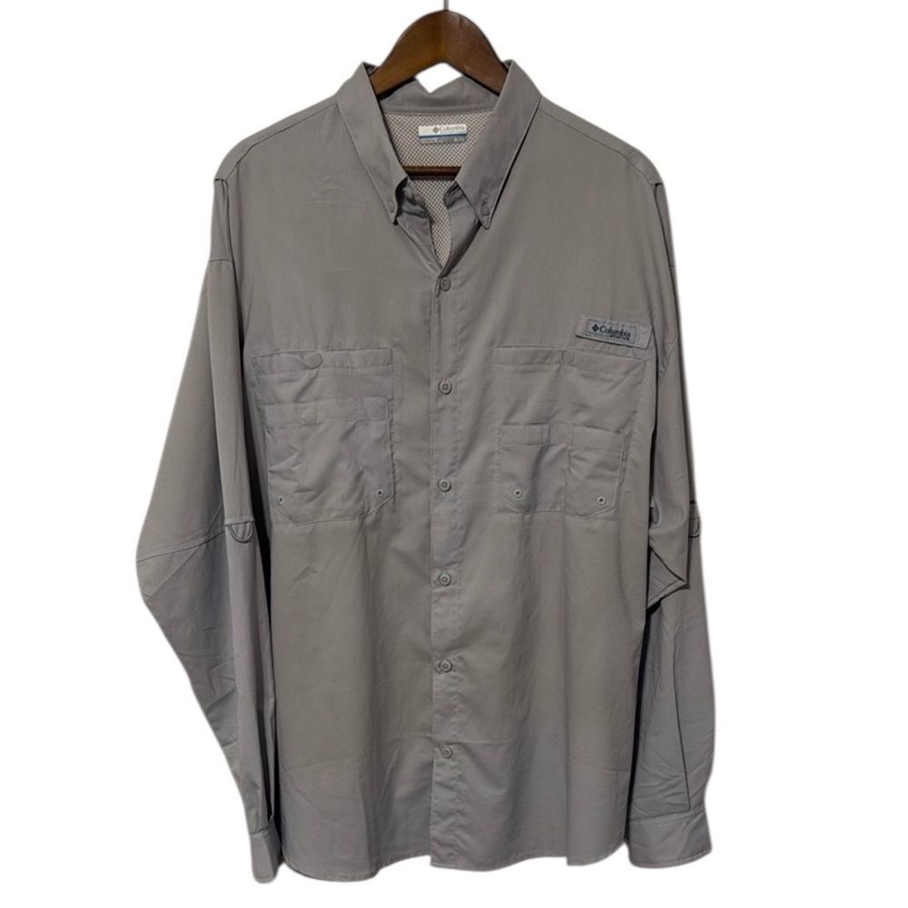 Columbia PFG Tamiami II Long Sleeve Angler’s Fishing Shirt in Cool Gray Men XL